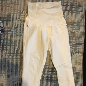 size 10 maternity over belly white skinny jeans